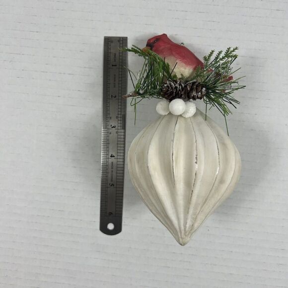 Large Cardinal Glass Ornament Red Bird Hanging  Dimensional Mixed Media Red Bird - Picture 7 of 7